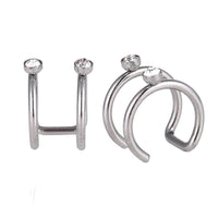 Load image into Gallery viewer, Ear cuffs, Fake Helix Ohrklemme, Edelstahl silbern, zweilagig mit glitzersteinen - chic - net.de
