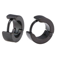 Load image into Gallery viewer, Edelstahl Creolen Ohrring Klippverschluss schlicht schwarz 13,5 mm - chic - net.de
