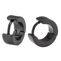 Load image into Gallery viewer, Edelstahl Creolen Ohrring Klippverschluss schlicht schwarz 13,5 mm - chic - net.de
