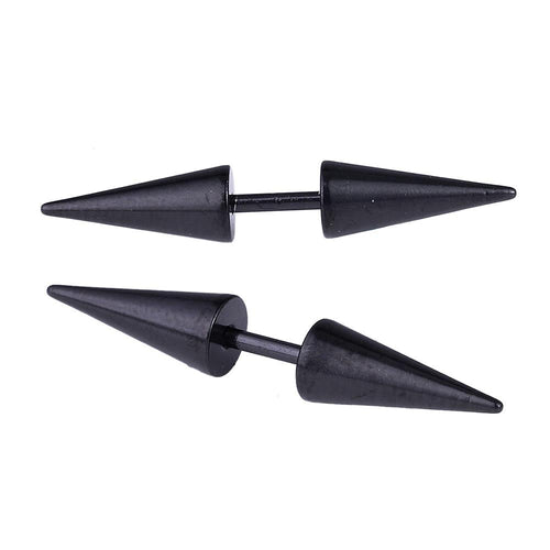 Edelstahl schwarz zwei Cone Spitzen Fake Piercing Expander Dehnungsstab Straight Dehnstab - chic - net.de