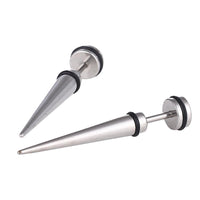 Load image into Gallery viewer, Edelstahl silberfarben Gummiring Fake Piercing Expander Dehnungsstab Straight Dehnstab - chic - net.de
