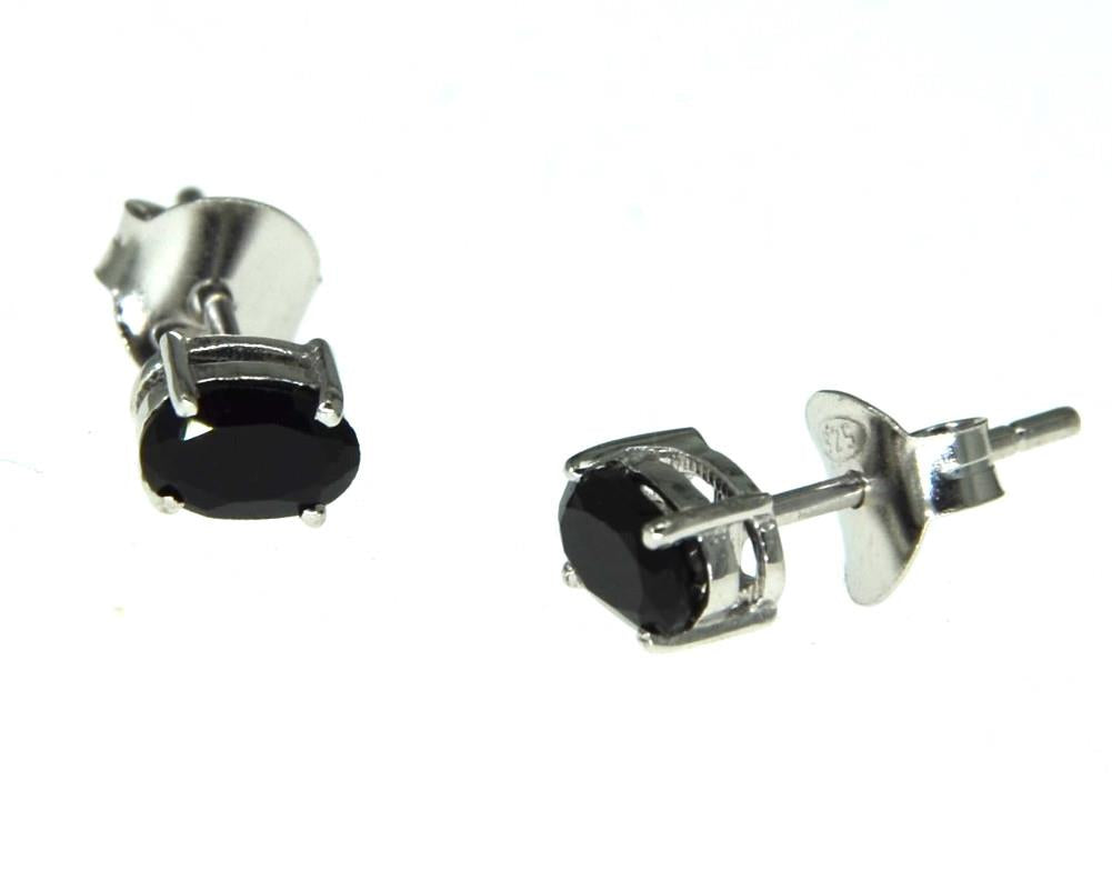 Ohrstecker 925 Silber mit Onyx schwarz oval 6mm facettiert