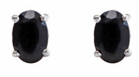 Load image into Gallery viewer, Ohrstecker 925 Silber mit Onyx schwarz oval 6mm facettiert
