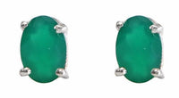 Load image into Gallery viewer, Ohrstecker 925 Silber mit Onyx grün oval 8mm facettiert
