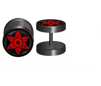 Load image into Gallery viewer, Fake Plug Piercing Edelstahl 10mm Ohrstecker Sharingan
