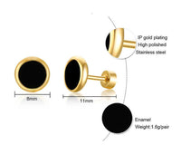 Load image into Gallery viewer, Ohrstecker Edelstahl Emaille Perlmutt Türkis Gold PVD
