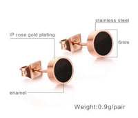 Load image into Gallery viewer, Ohrstecker Edelstahl Emaille Rotgold PVD schwarz weiß

