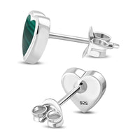 Load image into Gallery viewer, Ohrstecker 925 Sterling Silber Herz Stein eingefasst
