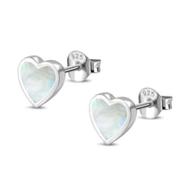 Load image into Gallery viewer, Ohrstecker 925 Sterling Silber Herz Stein eingefasst
