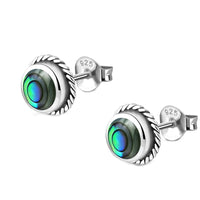 Load image into Gallery viewer, Ohrstecker 925 Sterling Silber Seilrand Stein rund
