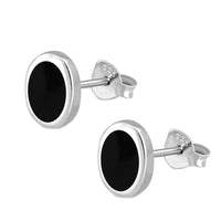 Load image into Gallery viewer, Ohrstecker 925 Sterling Silber oval Stein Muschel Rand
