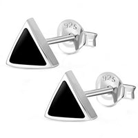 Load image into Gallery viewer, Ohrstecker 925 Sterling Silber Dreieck Muschel Stein
