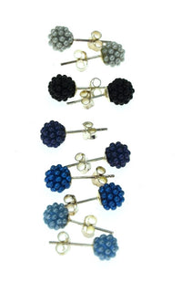 Load image into Gallery viewer, Kugel Ball Ohrstecker 925 Silber Mini Perlen 6mm blau
