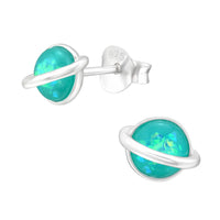Load image into Gallery viewer, Ohrstecker 925 Sterling Silber mint Opal E-Coat Saturn
