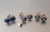 Load image into Gallery viewer, Ohrstecker 925 Silber Opal E-Coat oxidiert Feuer Ball
