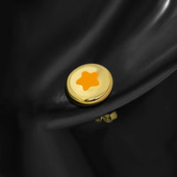 Load image into Gallery viewer, Ohrstecker Edelstahl Emaille gold orange Stern rund

