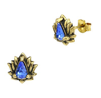 Load image into Gallery viewer, Messing Kristall Ohrstecker gold Lotus Blume 10mm
