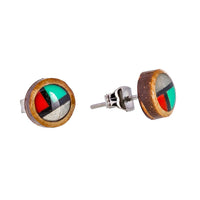 Load image into Gallery viewer, Ohrstecker Unisex 8 mm Kokosnuss Holz Edelstahl Muschel Stein Inlay rund Stern
