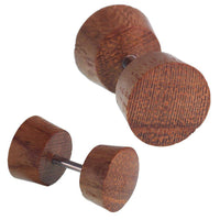 Load image into Gallery viewer, Fake Holz Plug Teakholz Schraubverschluss mittelbraun Maserung natürlich Piercing - chic - net.de
