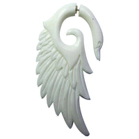 Cargar imagen en el visor de la galería, Fake Ohr Piercing Schwan Bone Knochen Edelstahl weiß Spirale Dehner Ohrstecker - chic - net.de
