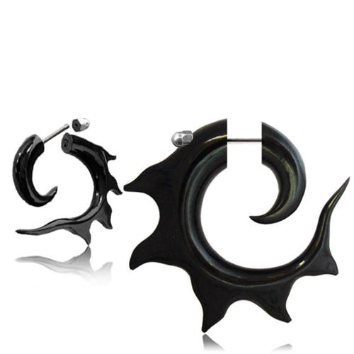 Fake Piercing Buffalo Horn Sonnen Spirale schwarz Expander Plug Ohrstecker Edelstahl - chic - net.de