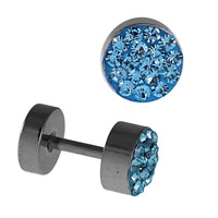 Load image into Gallery viewer, Fake Piercing Edelstahl blau schimmernde Mini Zirkonia Steine 5 mm - chic - net.de
