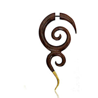 Cargar imagen en el visor de la galería, Fake Piercing Edelstahl Holz braun Spiralen Brass Spitze - chic - net.de
