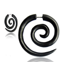 Cargar imagen en el visor de la galería, Fake Piercing Edelstahl Holz schwarz XL Spirale - chic - net.de
