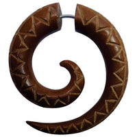 Cargar imagen en el visor de la galería, Fake Piercing Edelstahl Holz Zacken Dehnschnecke - chic - net.de
