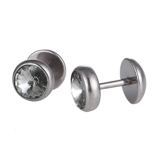 Fake Piercing Edelstahl kleiner runder weißer Zirkonia Stein eingefasst spitz 7 mm - chic - net.de