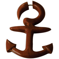 Cargar imagen en el visor de la galería, Fake Piercing Edelstahl Rosenholz Anker - chic - net.de
