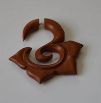 Cargar imagen en el visor de la galería, Fake Piercing Edelstahl Rosenholz Blume Spirale - chic - net.de
