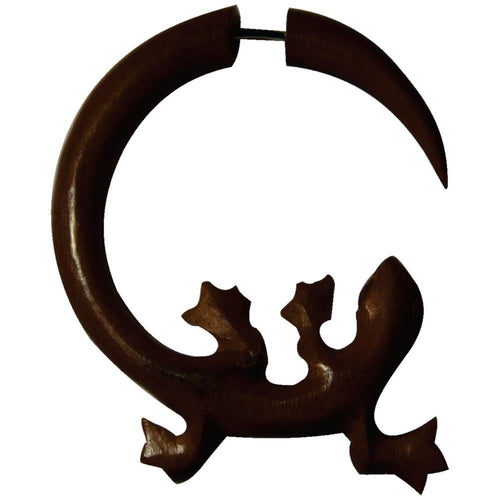Fake Piercing Edelstahl Rosenholz Holz Gecko Eidechse - chic - net.de