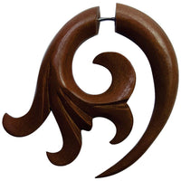 Cargar imagen en el visor de la galería, Fake Piercing Edelstahl Rosenholz Ornament Bogen - chic - net.de

