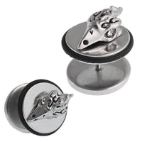 Load image into Gallery viewer, Fake Piercing Edelstahl Runde Platten Adlerkopf Schraubverschluss Expander silbern - chic - net.de
