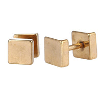 Load image into Gallery viewer, Fake Piercing Edelstahl Schraubverschluss Expander gold Farben große Quadrate 7 mm - chic - net.de
