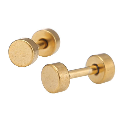 Fake Piercing Edelstahl Schraubverschluss Expander gold Farben Runde Platten 4 mm - chic - net.de