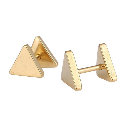 Fake Piercing Edelstahl Schraubverschluss Expander golden Dreieckige Platten 8 mm - chic - net.de