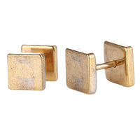 Load image into Gallery viewer, Fake Piercing Edelstahl Schraubverschluss Expander goldfarben große Quadrate 8 mm - chic - net.de
