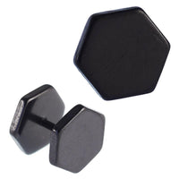 Load image into Gallery viewer, Fake Piercing Edelstahl Schraubverschluss Expander schwarz Fünfeck 10 mm - chic - net.de

