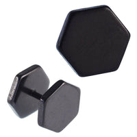 Load image into Gallery viewer, Fake Piercing Edelstahl Schraubverschluss Expander schwarz Fünfeck 10 mm - chic - net.de
