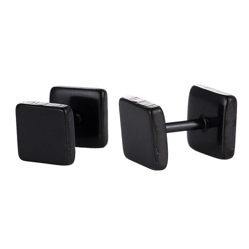 Fake Piercing Edelstahl Schraubverschluss Expander schwarz Quadratische Platten 5 mm - chic - net.de