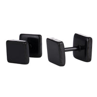 Cargar imagen en el visor de la galería, Fake Piercing Edelstahl Schraubverschluss Expander schwarz Quadratische Platten 5 mm - chic - net.de
