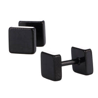 Load image into Gallery viewer, Fake Piercing Edelstahl Schraubverschluss Expander schwarz Quadratische Platten 6 mm - chic - net.de
