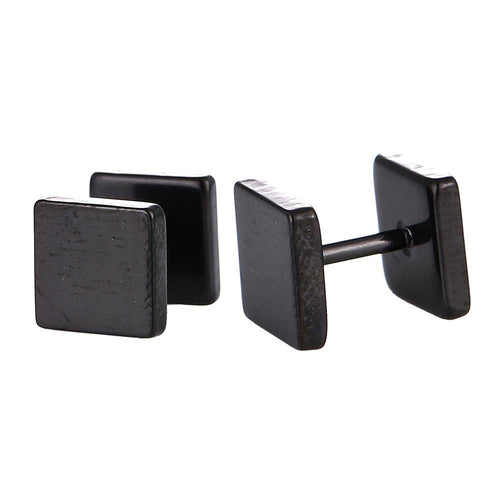 Fake Piercing Edelstahl Schraubverschluss Expander schwarz Quadratische Platten 7,5 mm - chic - net.de