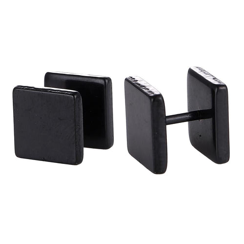 Fake Piercing Edelstahl Schraubverschluss Expander schwarz Quadratische Platten 8,5 mm - chic - net.de