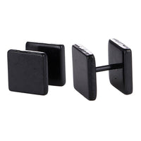 Load image into Gallery viewer, Fake Piercing Edelstahl Schraubverschluss Expander schwarz Quadratische Platten 8,5 mm - chic - net.de

