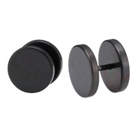 Cargar imagen en el visor de la galería, Fake Piercing Edelstahl Schraubverschluss Expander schwarz Runde Platten 10 mm - chic - net.de
