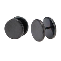Cargar imagen en el visor de la galería, Fake Piercing Edelstahl Schraubverschluss Expander schwarz Runde Platten 14 mm - chic - net.de
