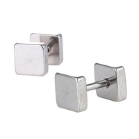 Load image into Gallery viewer, Fake Piercing Edelstahl Schraubverschluss Expander silber Farben Quadrate 6 mm - chic - net.de
